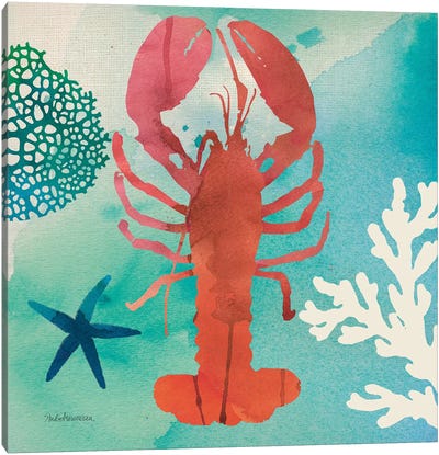 Under The Sea IV Canvas Art Print - Lobster Art