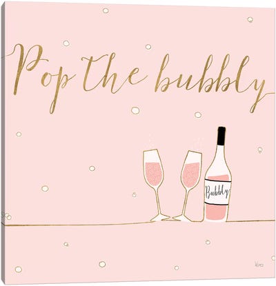 Underlined Bubbly VII Pink Canvas Art Print - Champagne