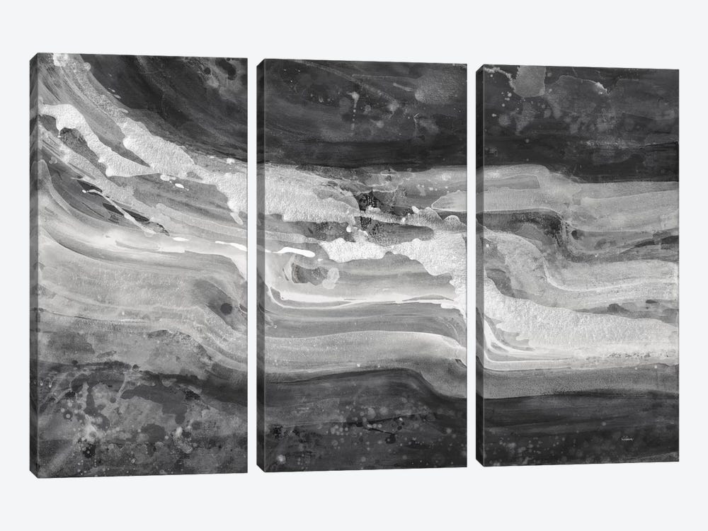 Currents, Gray & Black & White by Albena Hristova 3-piece Canvas Wall Art