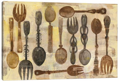 Spoons And Forks Canvas Art Print - Kitchen Equipment & Utensil Art