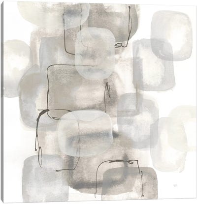 Neutral Stacking I, White Canvas Art Print - Gray & White Art