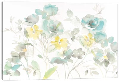 Aqua Roses Shadows Canvas Art Print - Danhui Nai