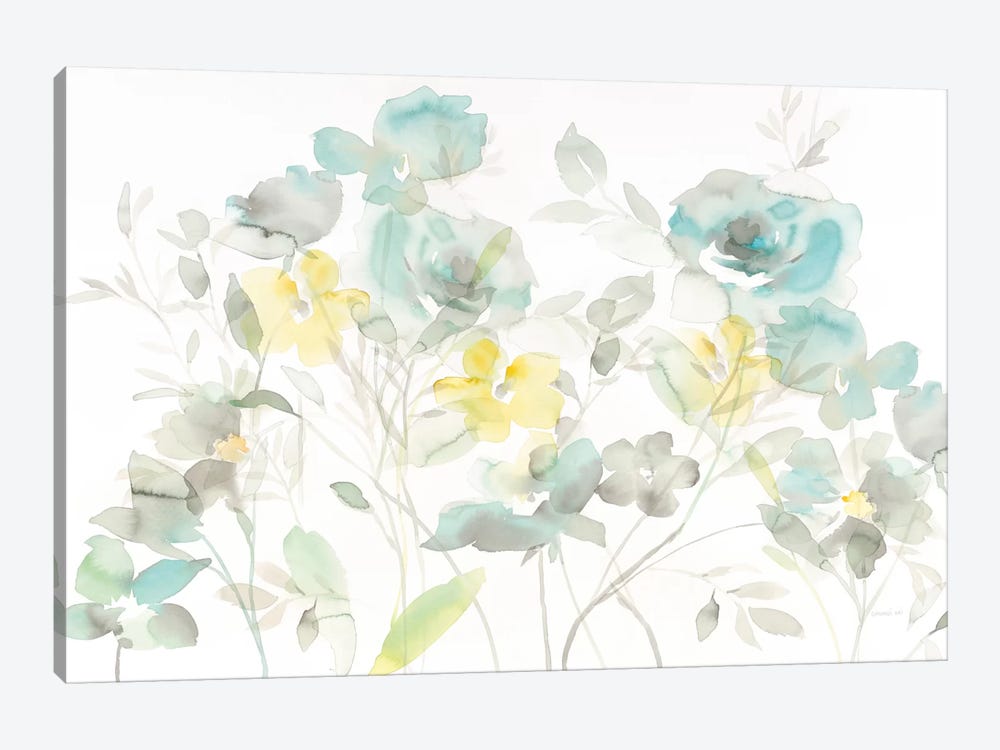 Aqua Roses Shadows by Danhui Nai 1-piece Canvas Print
