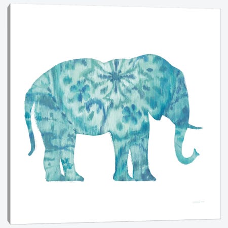 Boho Teal Elephant I Canvas Print #WAC8394} by Danhui Nai Canvas Wall Art