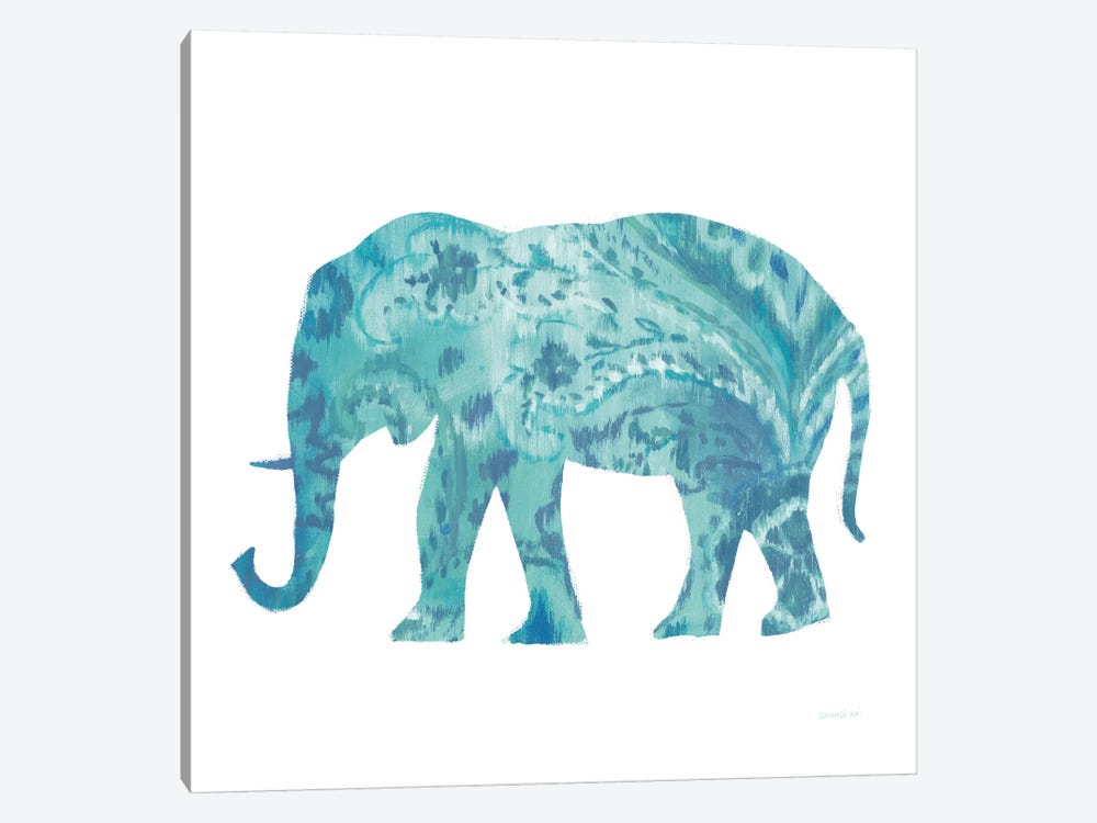 Boho Teal Elephant II by Danhui Nai 1-piece Canvas Art Print
