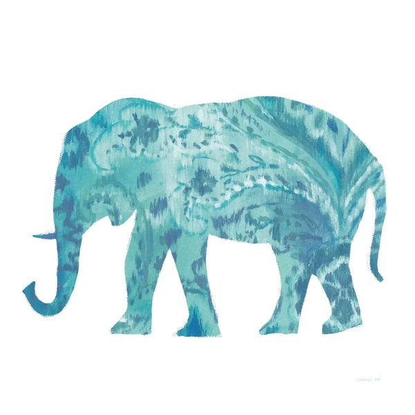 Danhui Nai: Boho Teal Elephant II by Danhui Nai