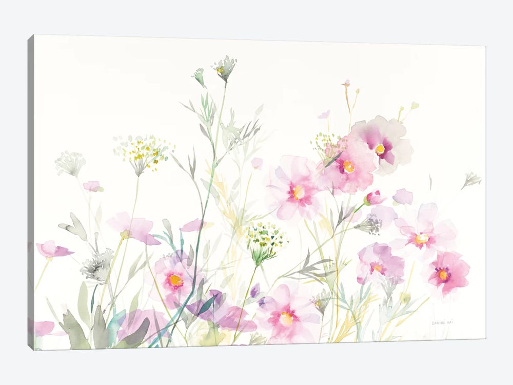 Queen Anne's Lace And Cosmos On White I by Danhui Nai 1-piece Canvas Artwork