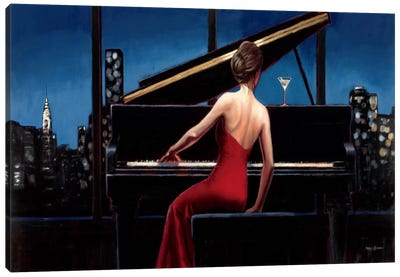 Lady in Red  Canvas Art Print - Piano Art