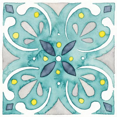 Garden Getaway Tile IV Teal by Laura Marshall framed wall art