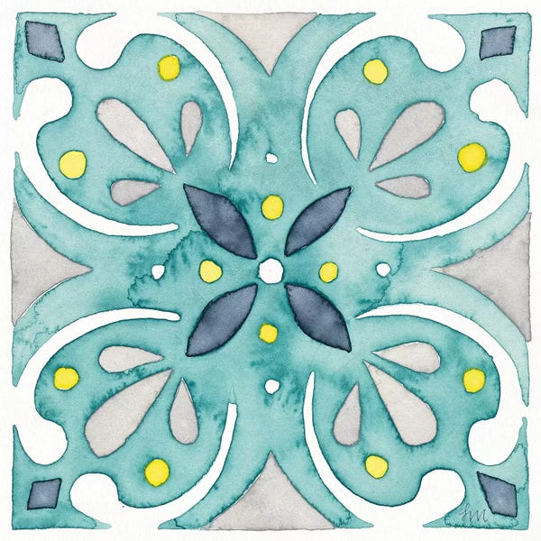 Laura Marshall: Garden Getaway Tile IV Teal by Laura Marshall