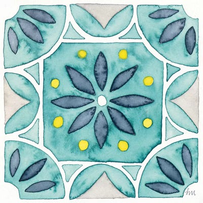 Garden Getaway Tile VIII Teal by Laura Marshall framed wall art