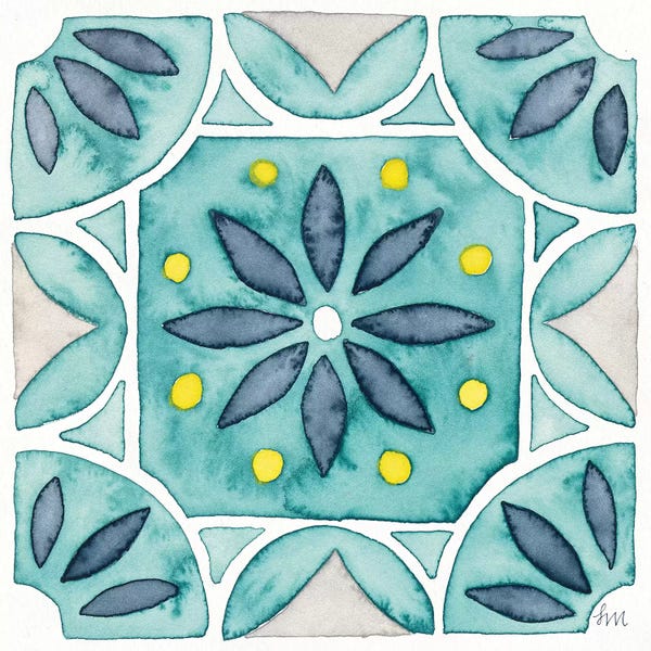 Laura Marshall: Garden Getaway Tile VIII Teal by Laura Marshall