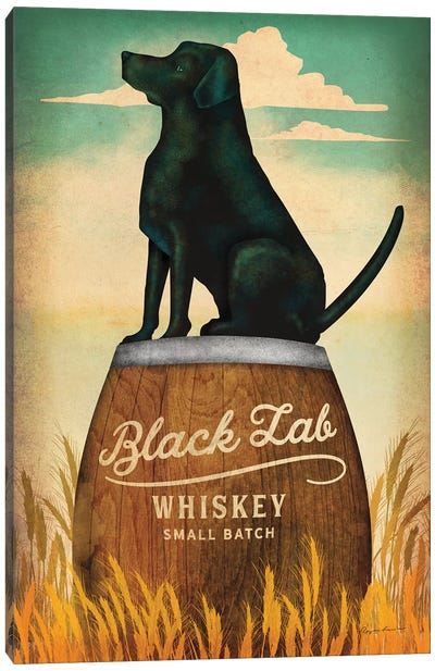 Black Lab Whiskey Canvas Art Print - Liquor Art