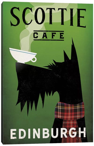 Scottie Cafe Canvas Art Print - Animal Typography