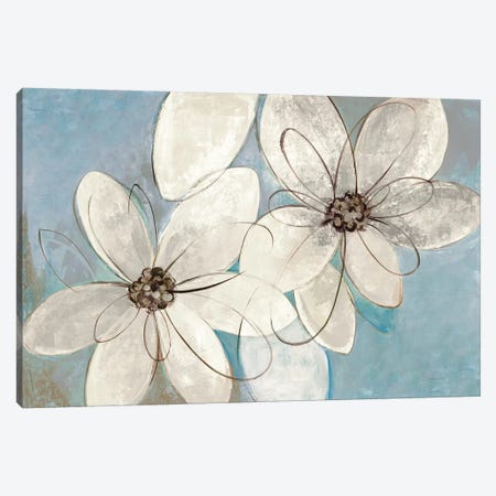 Blue And Neutral Floral Canvas Print #WAC8605} by Silvia Vassileva Canvas Art