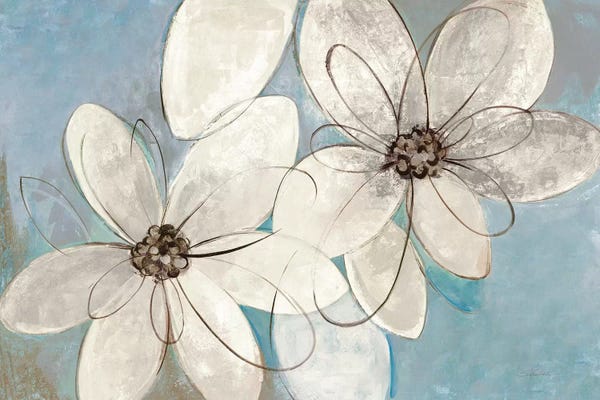 Silvia Vassileva: Blue And Neutral Floral by Silvia Vassileva