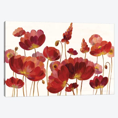 Red Flowers On White Canvas Print #WAC8610} by Silvia Vassileva Canvas Wall Art