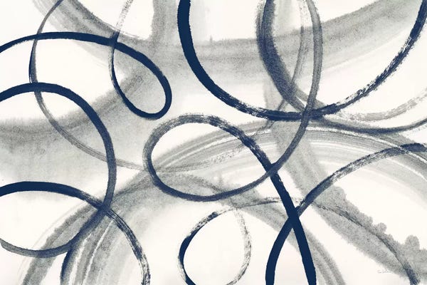 Large Modern Art - Canvas Prints: Calligraphia With Navy by Sue Schlabach