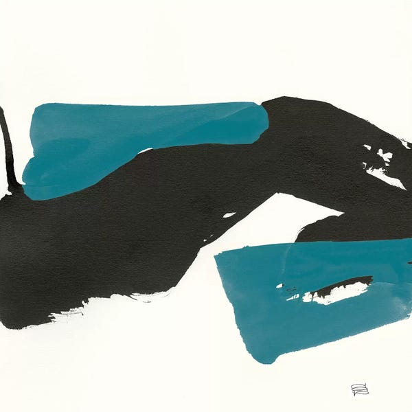 Black & White & Blue: Minimal Panel I Teal Crop by Chris Paschke