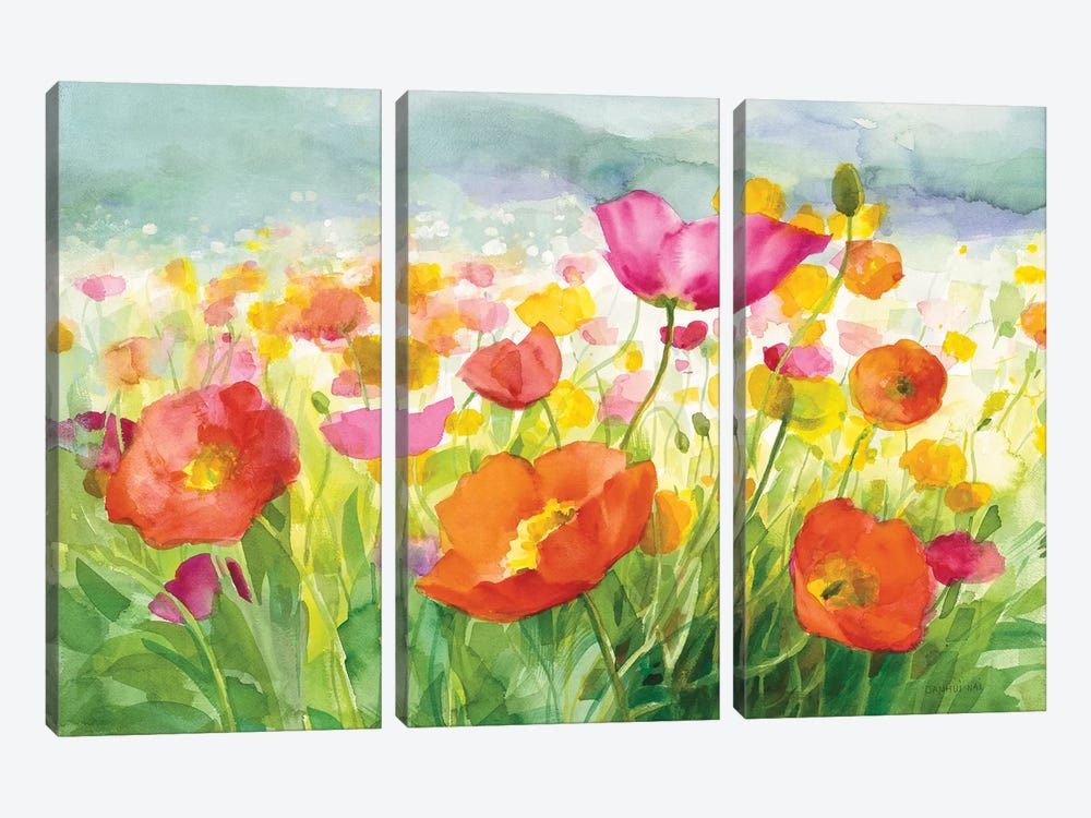 Meadow Poppies by Danhui Nai 3-piece Art Print