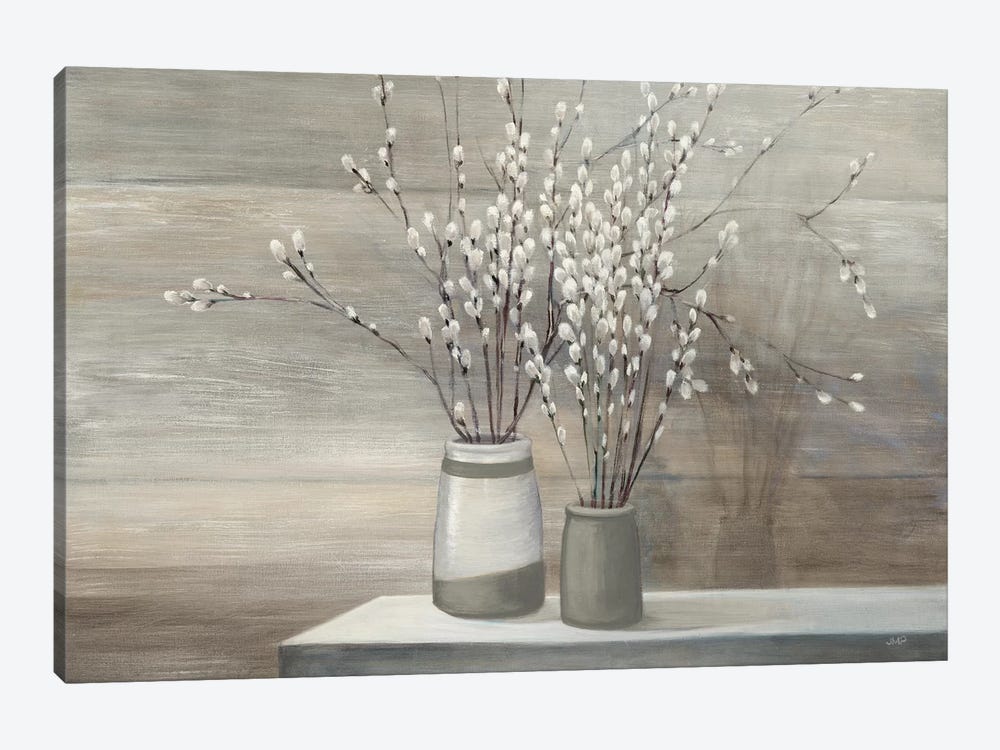 Pussy Willow Still Life Gray Pots by Julia Purinton 1-piece Canvas Art Print