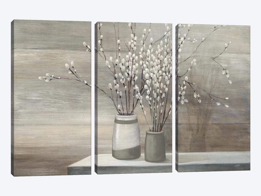 Pussy Willow Still Life Gray Pots by Julia Purinton 3-piece Art Print