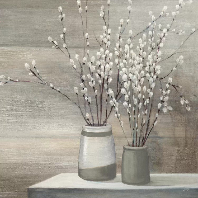 Pussy Willow Still Life Gray Pots Crop by Julia Purinton wall art