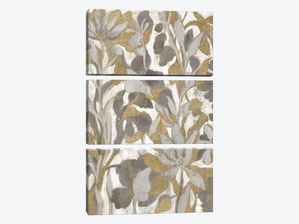 Painted Tropical Screen I Gray Gold by Silvia Vassileva 3-piece Art Print