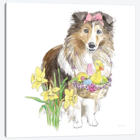 Easter Pups II Canvas Print #WAC8790} by Beth Grove Canvas Art Print