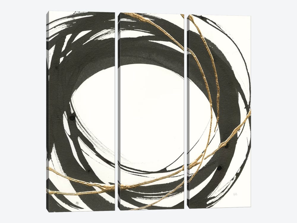Gilded Enso III by Chris Paschke 3-piece Canvas Artwork