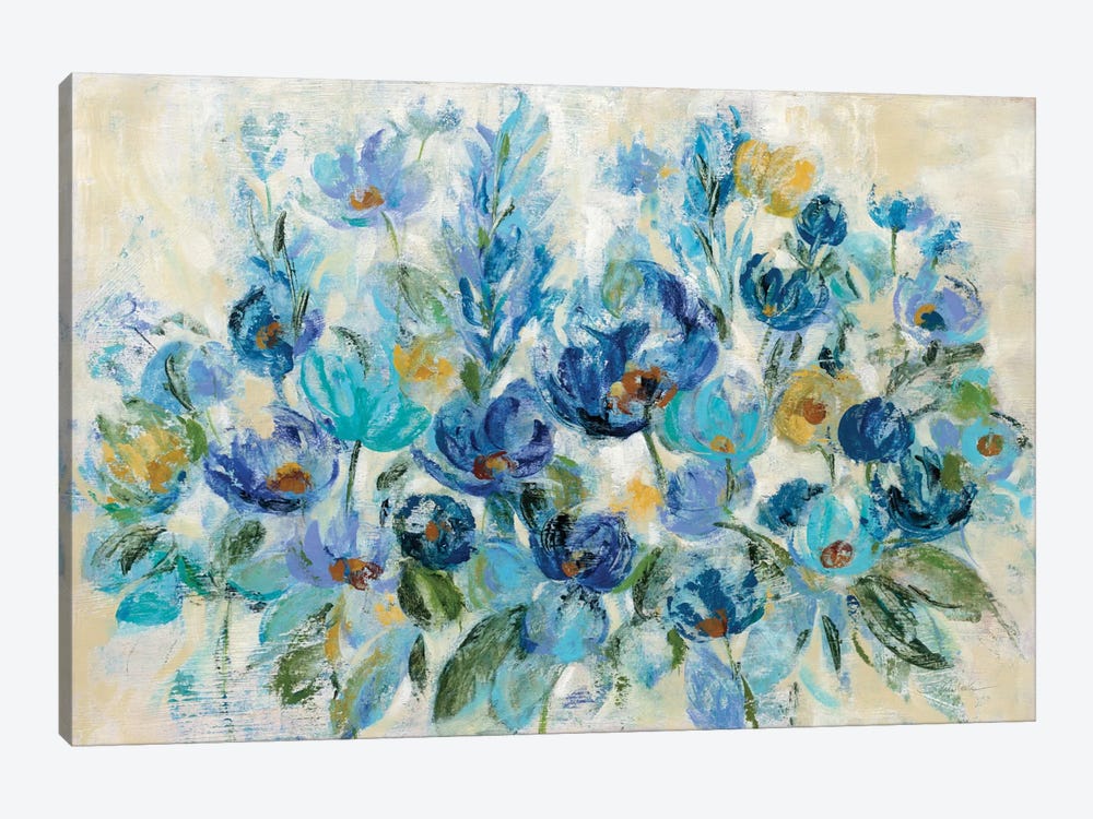 Scattered Blue Flowers by Silvia Vassileva 1-piece Canvas Art