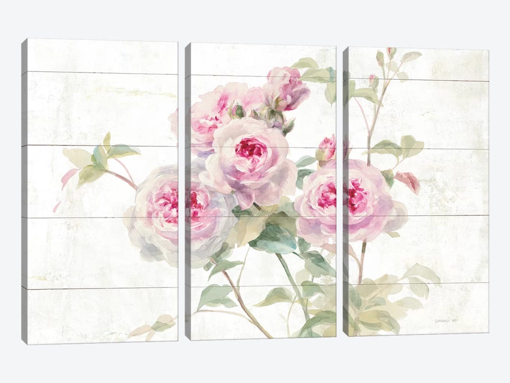 Sweet Roses On Wood Canvas Wall Art by Danhui Nai | iCanvas