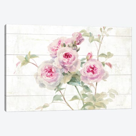 Sweet Roses On Wood Canvas Print #WAC8987} by Danhui Nai Canvas Print