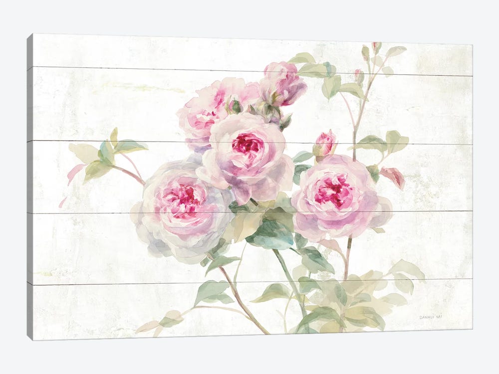 Sweet Roses On Wood by Danhui Nai 1-piece Canvas Art