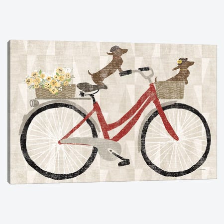 Doxie Ride Red Bike Canvas Print #WAC9037} by Sue Schlabach Canvas Wall Art