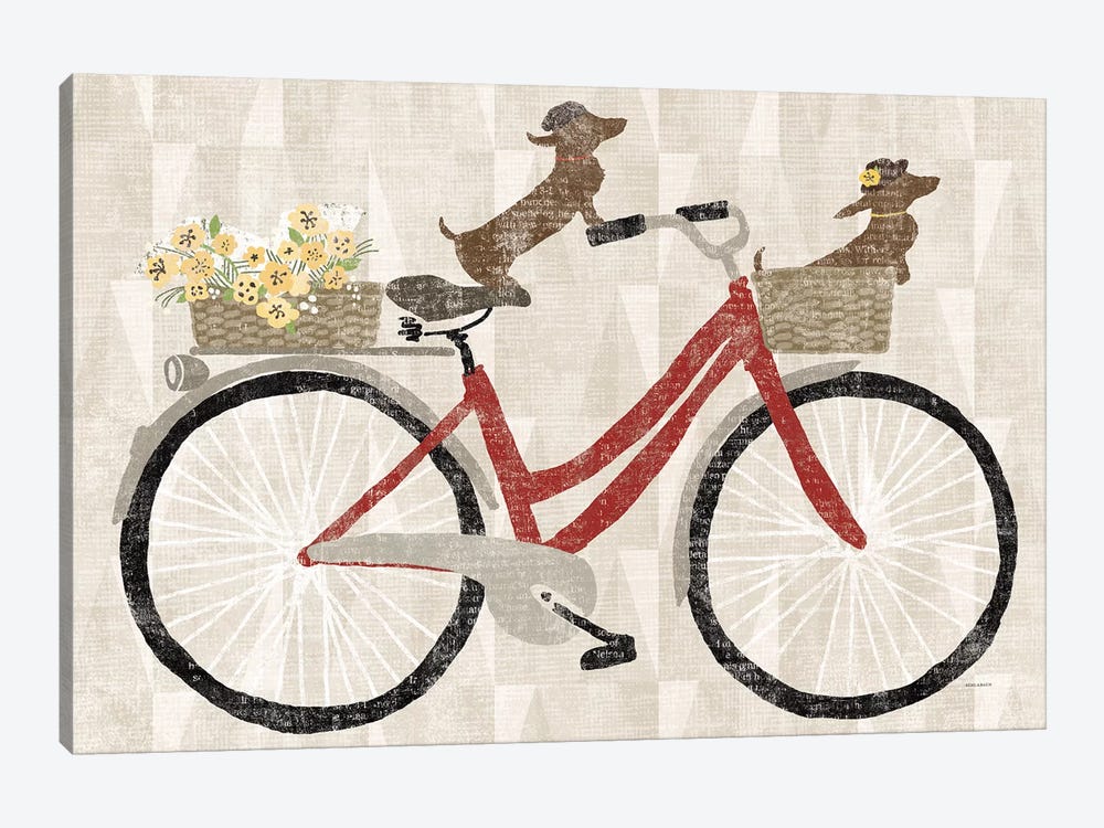 Doxie Ride Red Bike by Sue Schlabach 1-piece Canvas Art Print