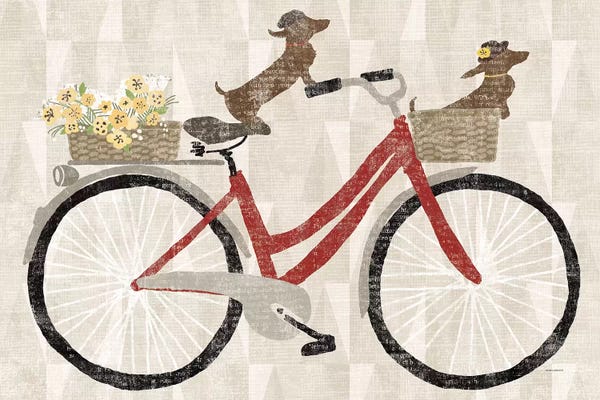 Kids Transportation Art: Doxie Ride Red Bike by Sue Schlabach