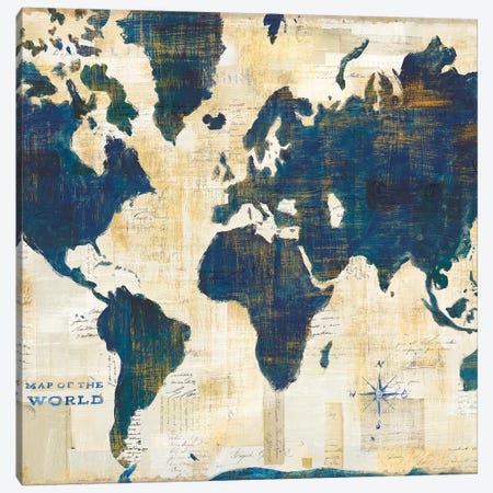 World Map Collage, Square Canvas Print #WAC9038} by Sue Schlabach Canvas Art Print