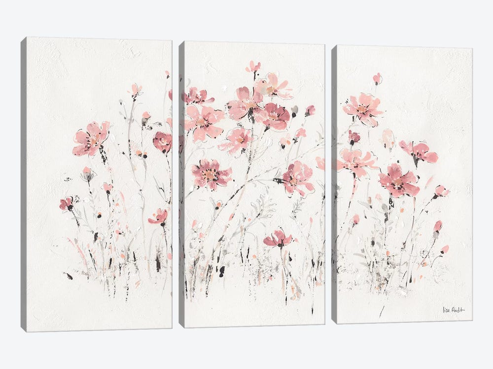 Wildflowers Pink I by Lisa Audit 3-piece Canvas Wall Art