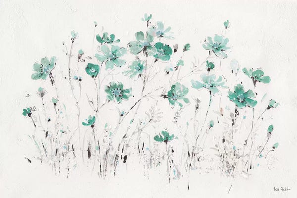 Lisa Audit: Wildflowers Turquoise I by Lisa Audit