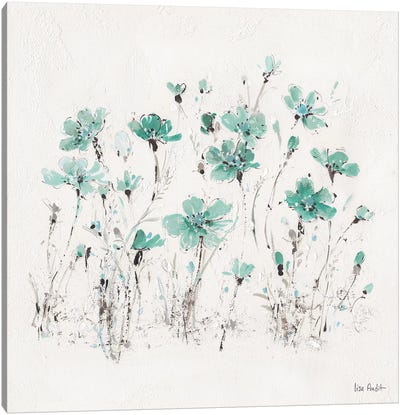 Wildflowers Turquoise III Canvas Art Print - Minimalist Flowers