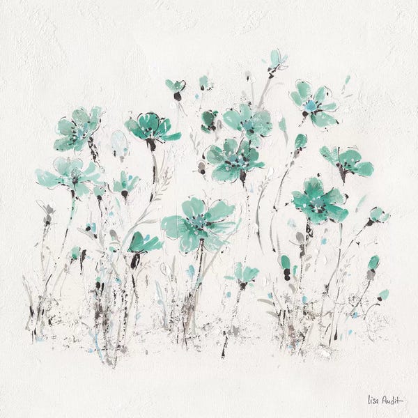 Modern Farmhouse Living Room: Wildflowers Turquoise III by Lisa Audit