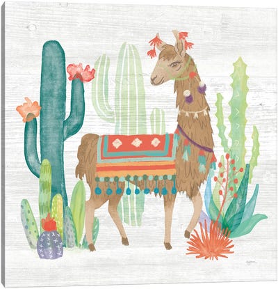 Lovely Llamas III Canvas Art Print - Cactus Art