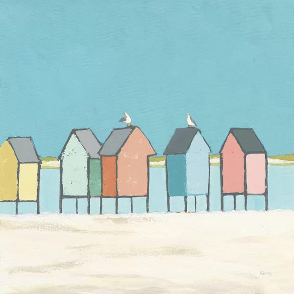 Large Coastal Art - Canvas Prints: Cabanas II Pastel by Phyllis Adams