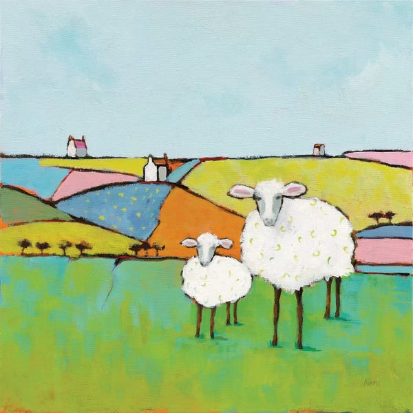 Phyllis Adams: Sheep In The Meadow by Phyllis Adams
