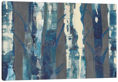 Deep Woods III, Indigo On Gray Canvas Art Print - Albena Hristova