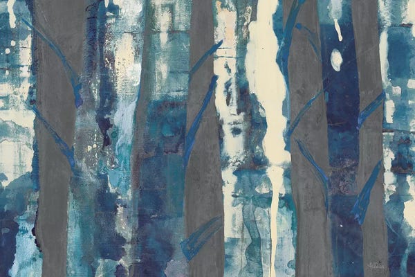 Albena Hristova: Deep Woods III, Indigo On Gray by Albena Hristova