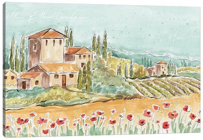Tuscan Breeze I, No Grapes Canvas Art Print - Vineyard Art