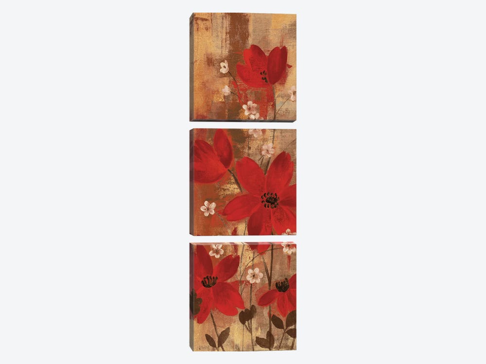 Floral Symphony Red I by Silvia Vassileva 3-piece Canvas Art Print