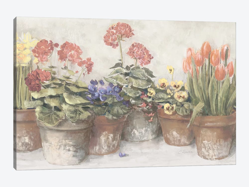 Spring In The Greenhouse Neutral by Carol Rowan 1-piece Canvas Art